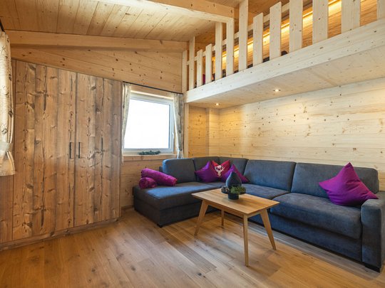 Grubi's Freizeitwohnsitz • Der Grubacher Wohnzimmer mit Zwischengeschoß und Wandschrank